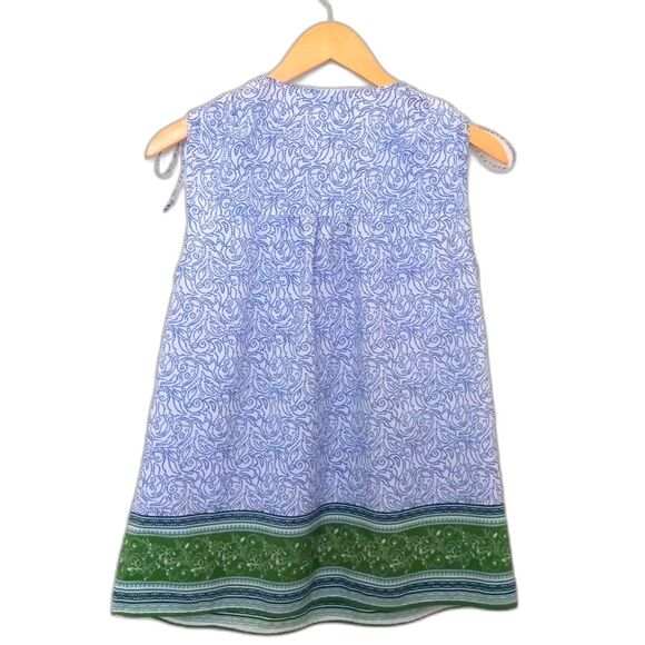 Women's Dalia Blue White Green Paisley Sleeveless Summer V Neck Blouse Size L - Picture 4 of 7